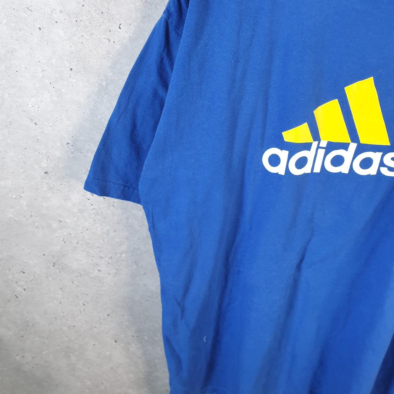 Vintage Adidas Spellout T Shirt Men’s XL Blue Three Stripes Athletic
