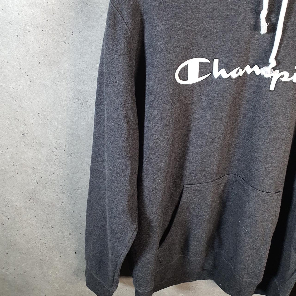 Vintage Champion Spellout Hoodie Men’s XL Grey Pro Sport Pullover Embroidered