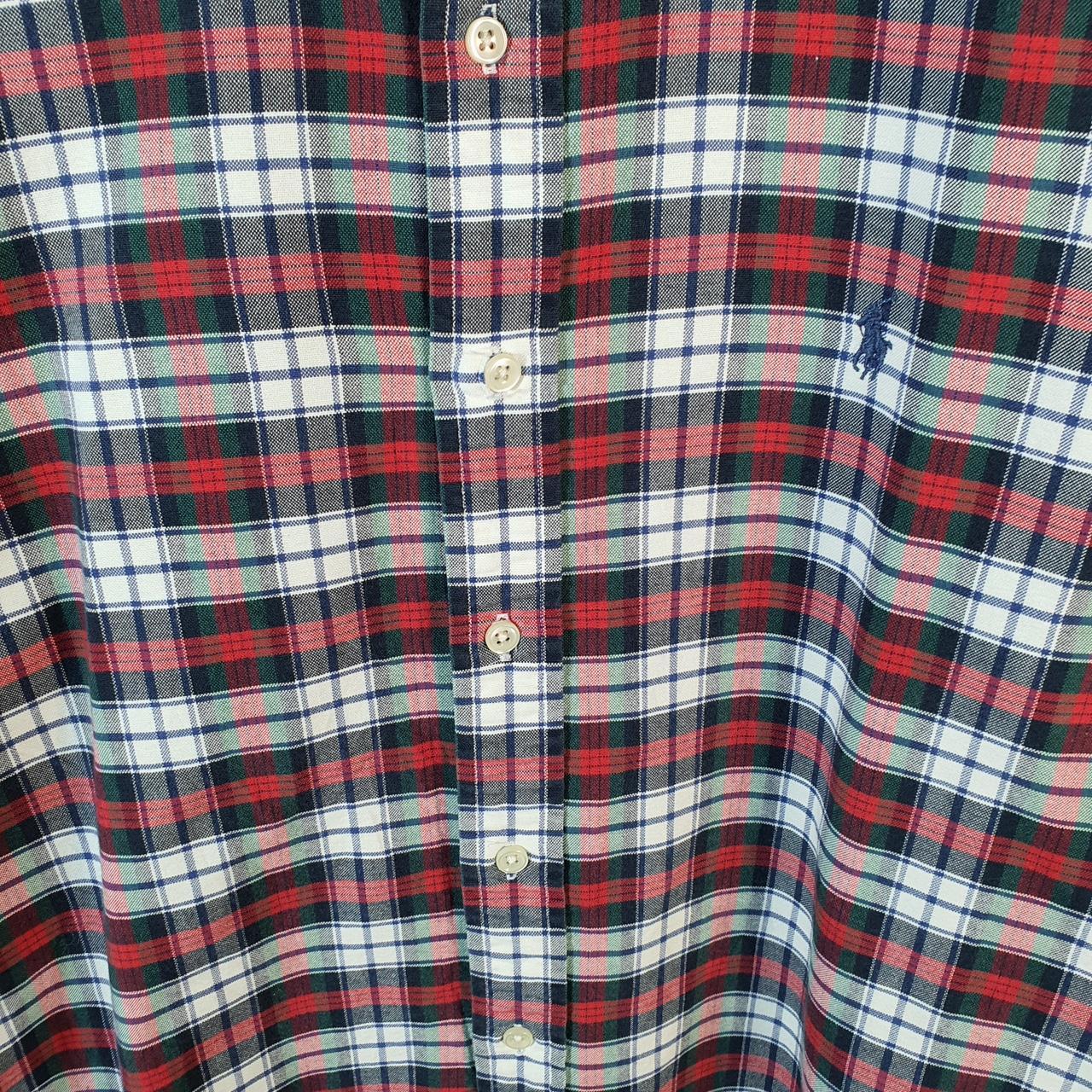 Vintage Ralph Lauren Button Down Shirt Men’s Medium Red Checkered Custom Fit Cotton Pony Big Fish Vintage