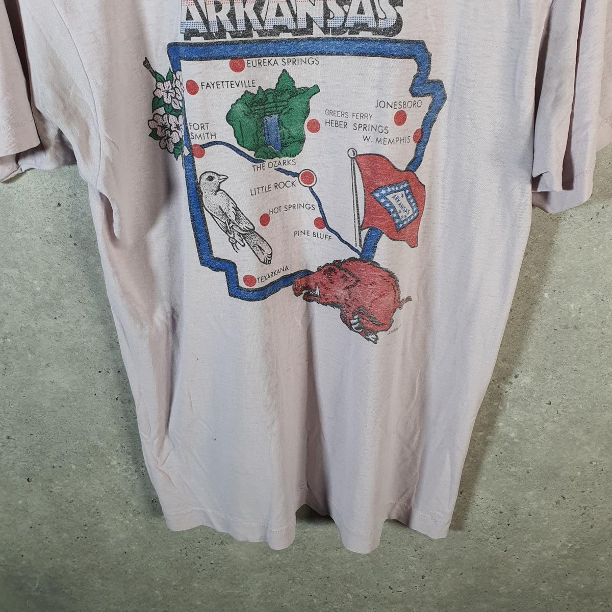 Vintage Best Fruit of the Loom Arkansas Single Stitch T Shirt Men’s Medium Lilac Big Fish Vintage