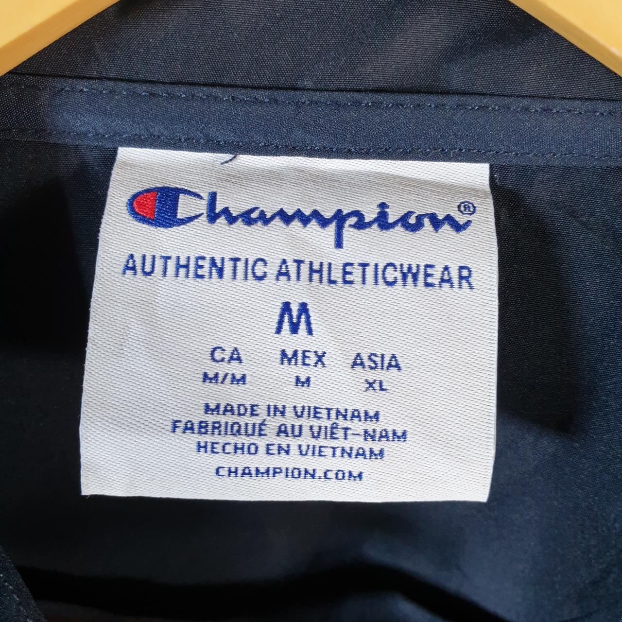 Vintage Champion Windbreaker Track Jacket Mens Medium Blue Logo Full Zip Hooded
