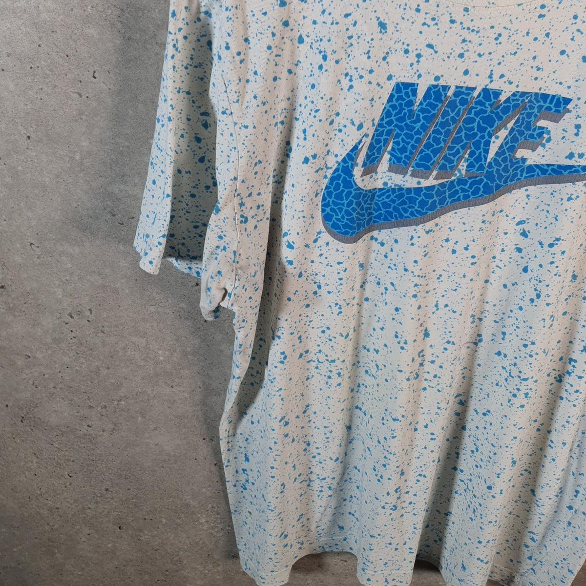 Vintage Nike Spellout Club T Shirt Men’s Large Blue Logo Swoosh Loose Fit Athletic