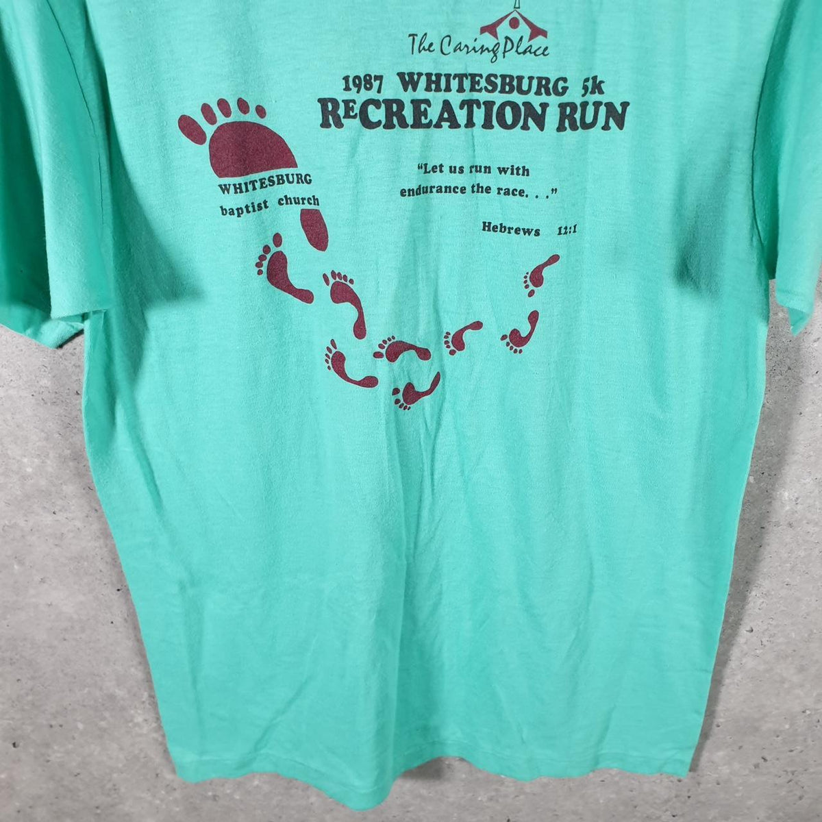 Vintage Hanes 50/50 1987 Whitesburg 5K Run USA Single Stitch T Shirt Men’s Large Blue Big Fish Vintage