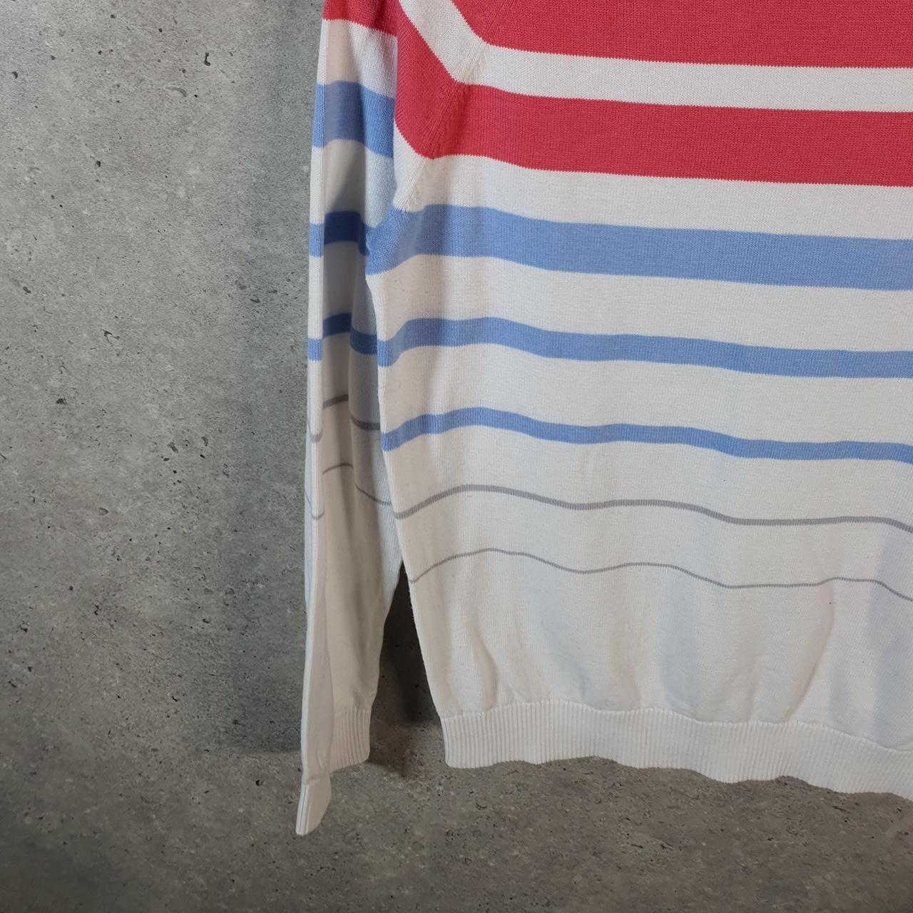 Vintage Puma Knit Sweater Womens Small White Striped Y2K Pullover