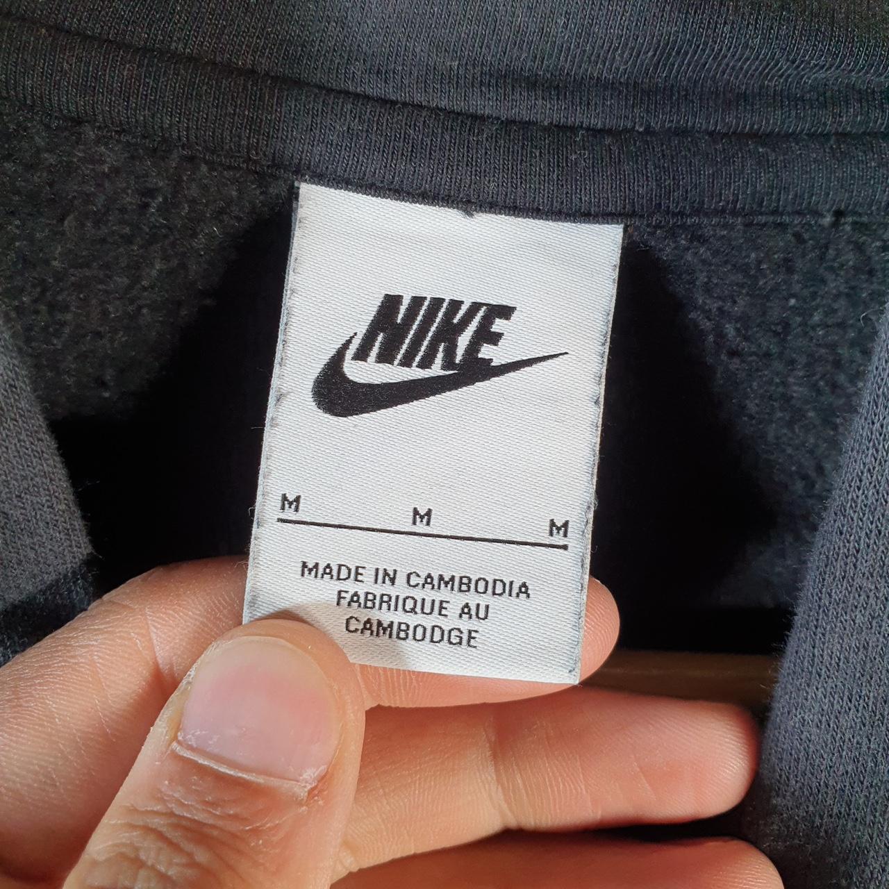 Vintage Nike Tape Hoodie Men’s Medium Black Swoosh Y2K Pullover Sweatshirt Logo