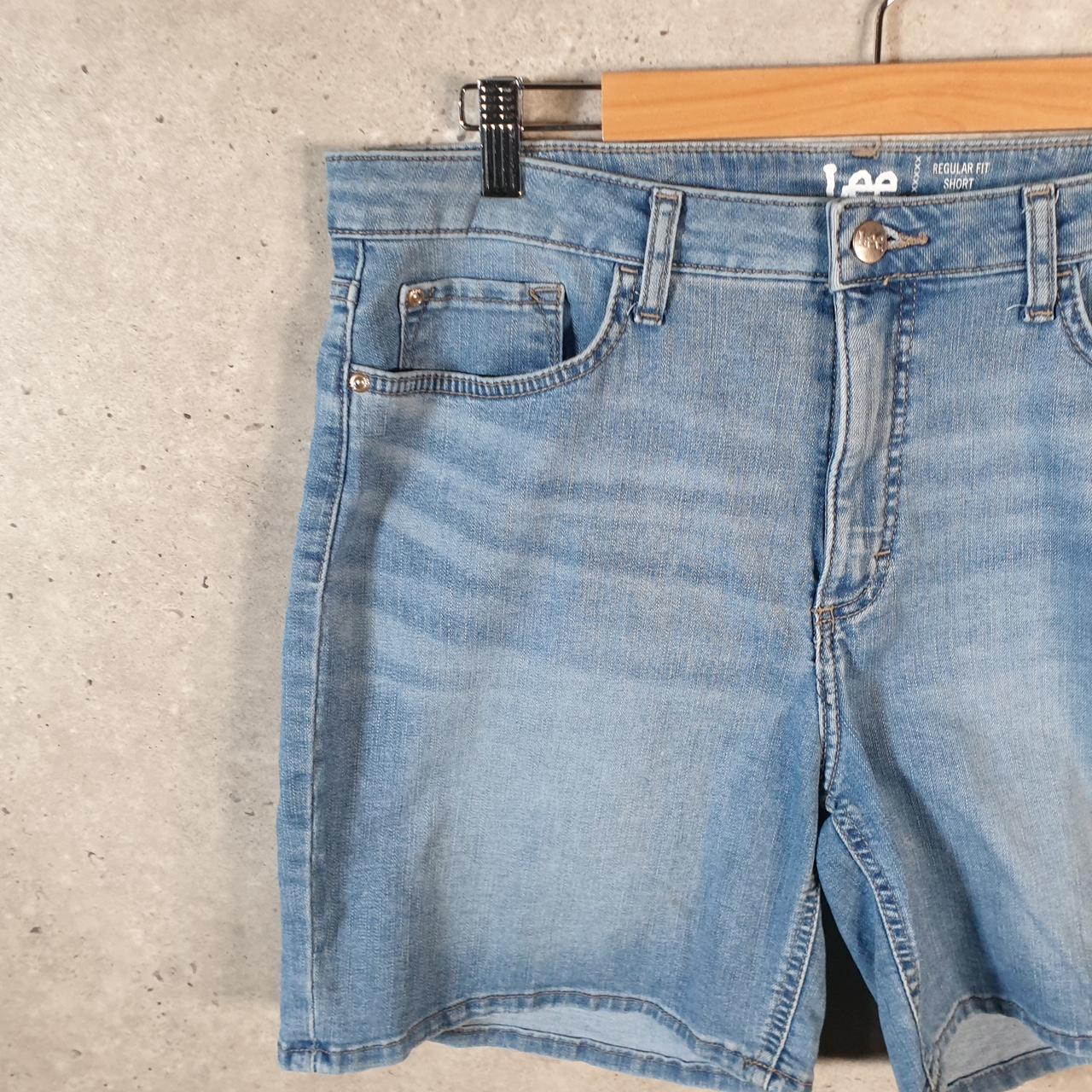 Vintage Lee Baggy Shorts Jorts Cargo Womens W34 Blue Relaxed Denim