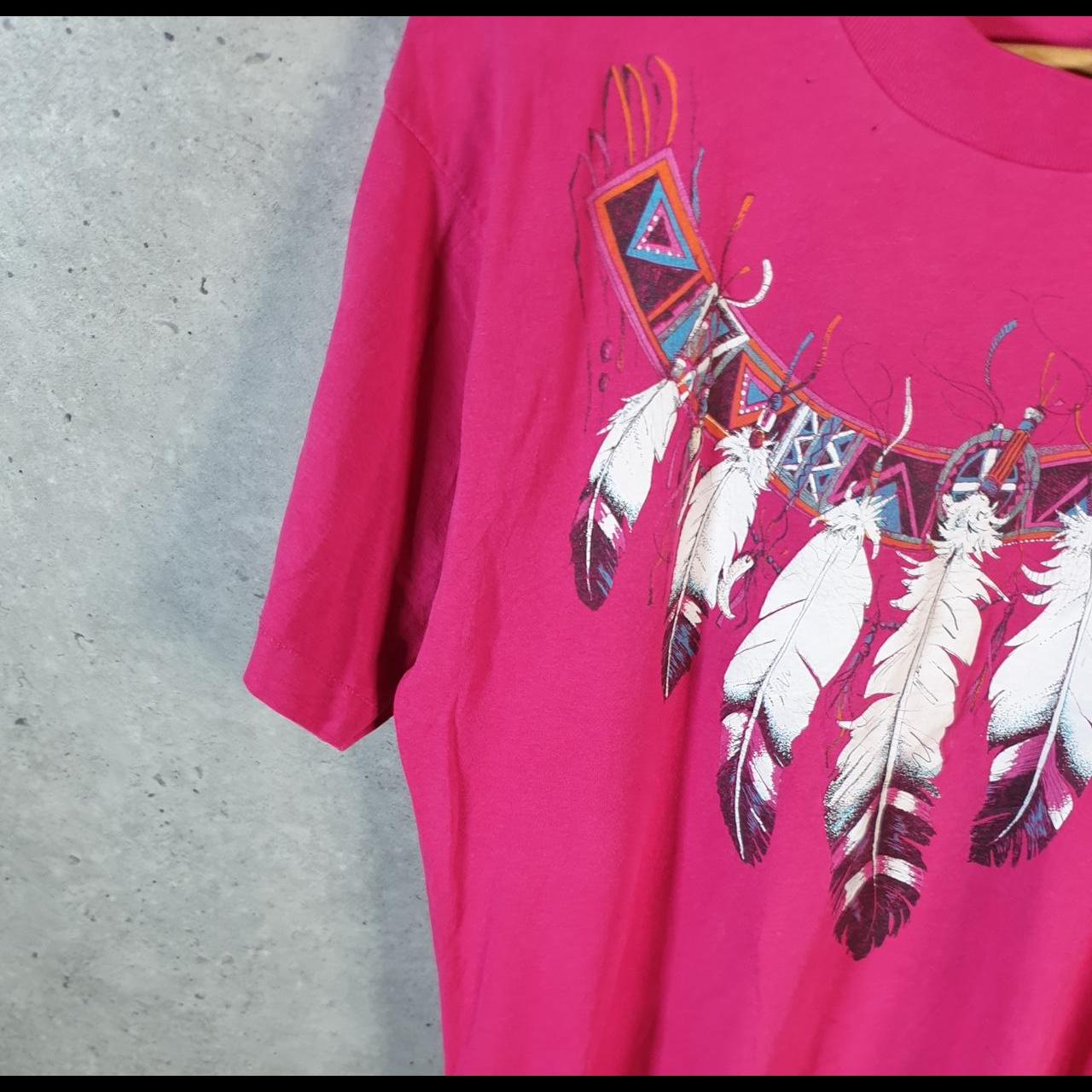 Vintage Feathers Graphic 90s Single Stitch T Shirt Men’s Medium Pink