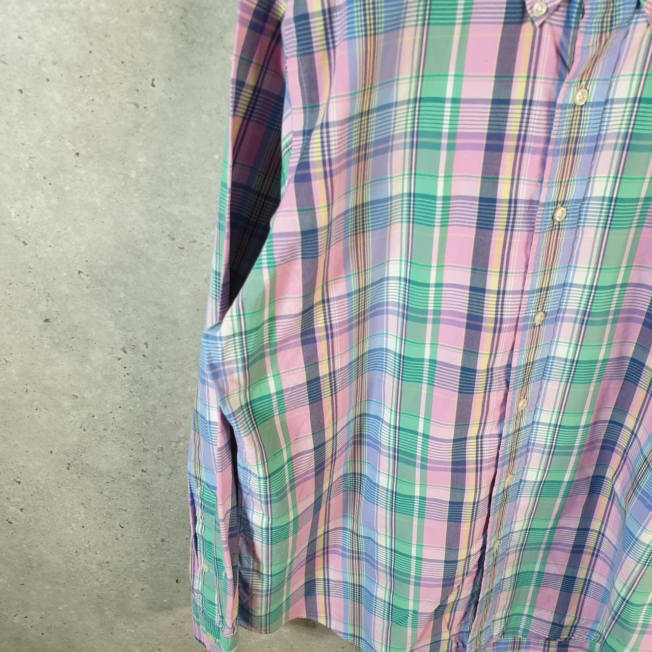 Vintage Ralph Lauren Button Down Shirt Men’s XL Pink Checkered Custom Fit Pony