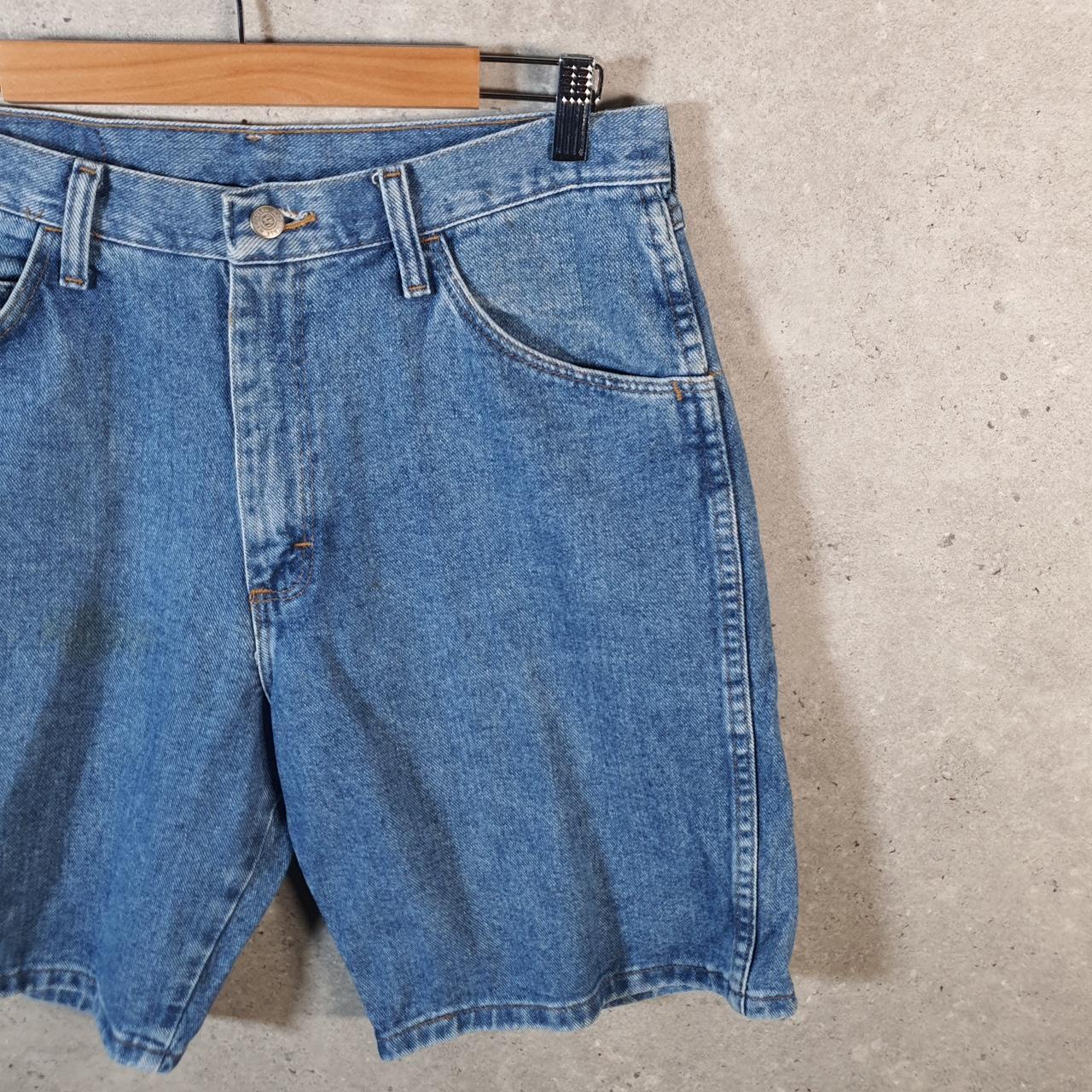 Vintage Wrangler Denim Shorts Jorts Cargo Men’s W32 Relaxed Blue Baggy Cotton