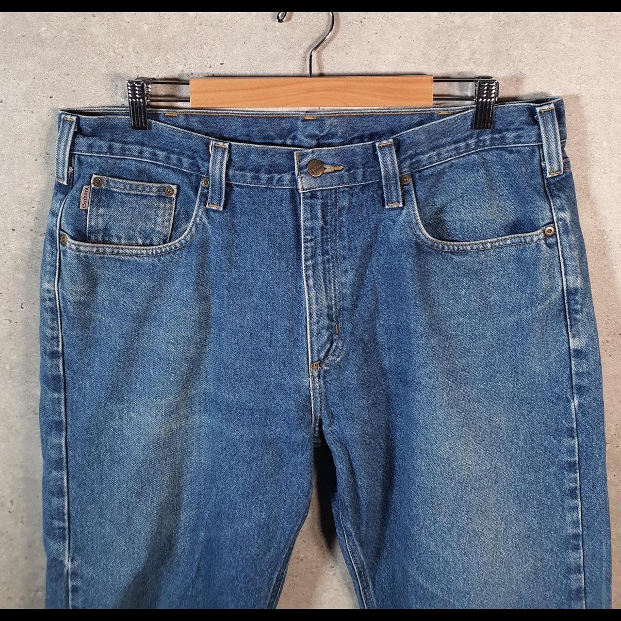 Vintage Carhartt Workwear Carpenter Jeans Mens W38 L30 Blue Denim Traditional Fit USA