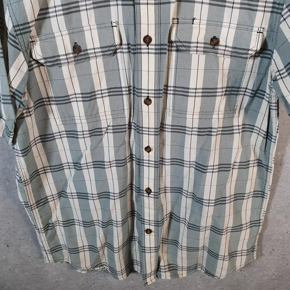 Vintage Carhartt Shirt Button Down Mens Medium Blue Checkered Chore Utility Original - Big Fish Vintage