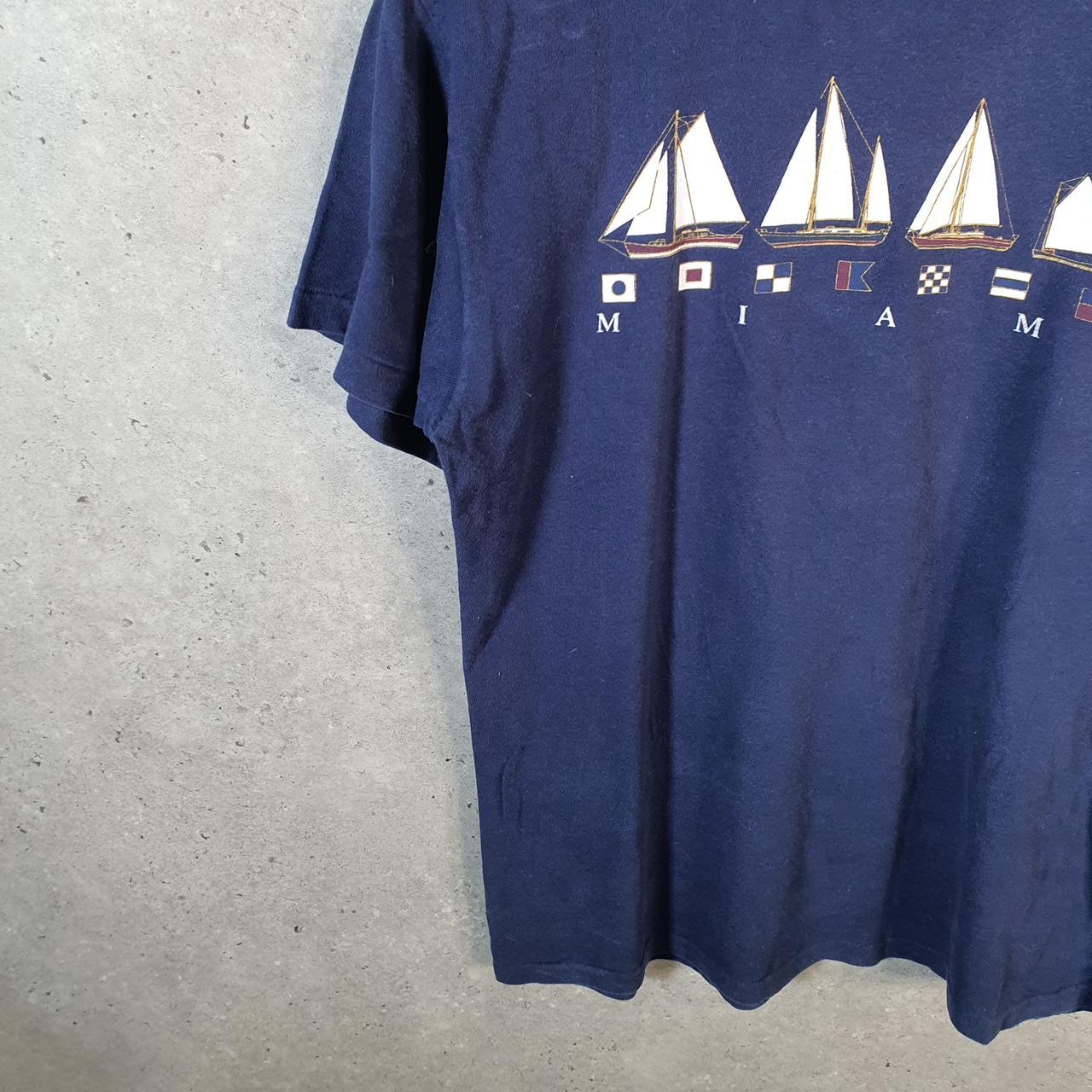 Vintage Hanes Miami Sailing 90s USA Single Stitch T Shirt Men’s Medium Navy Blue