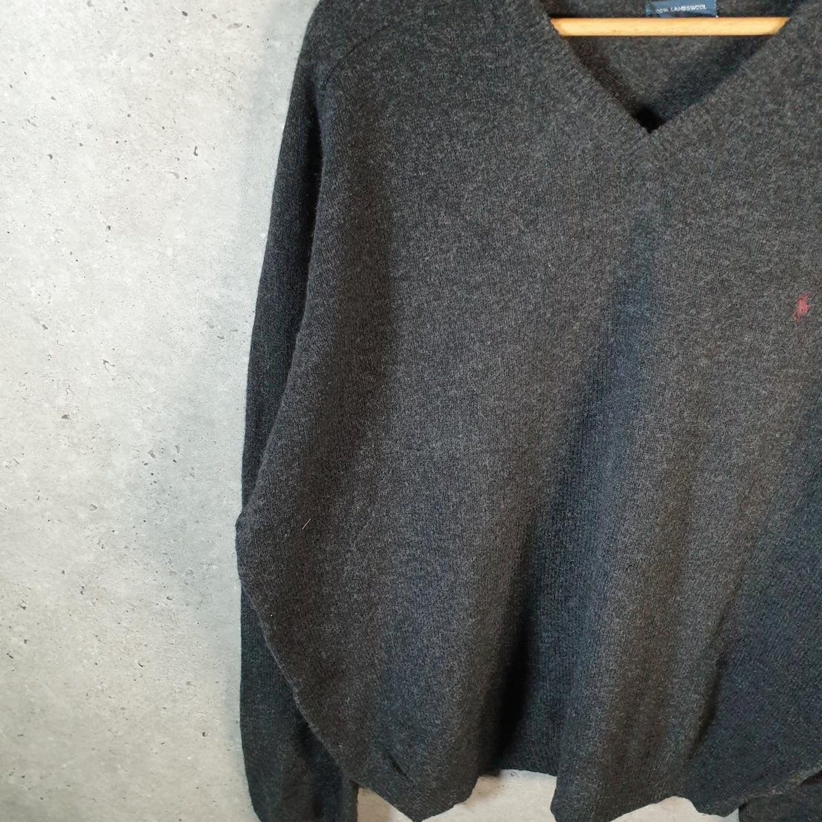 Vintage Ralph Lauren Polo Knit Lambswool Sweatshirt Men’s XL Grey Pullover Pony