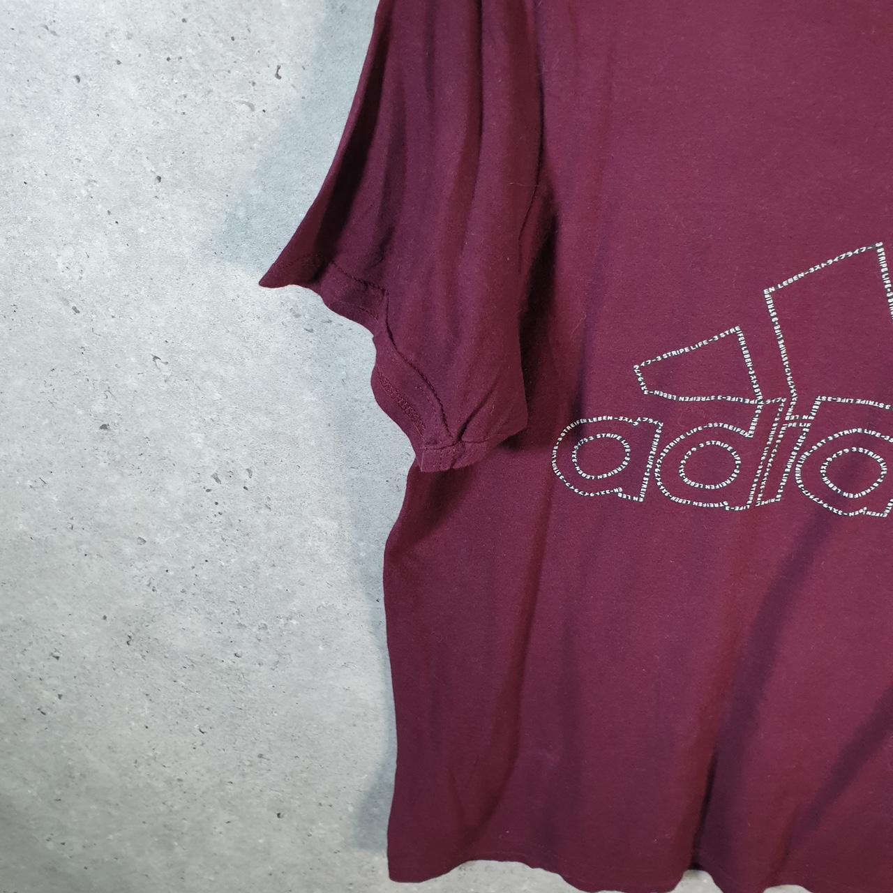 Vintage Adidas Amplifier T Shirt Men’s Medium Burgundy Red Three Stripes Logo Athletic