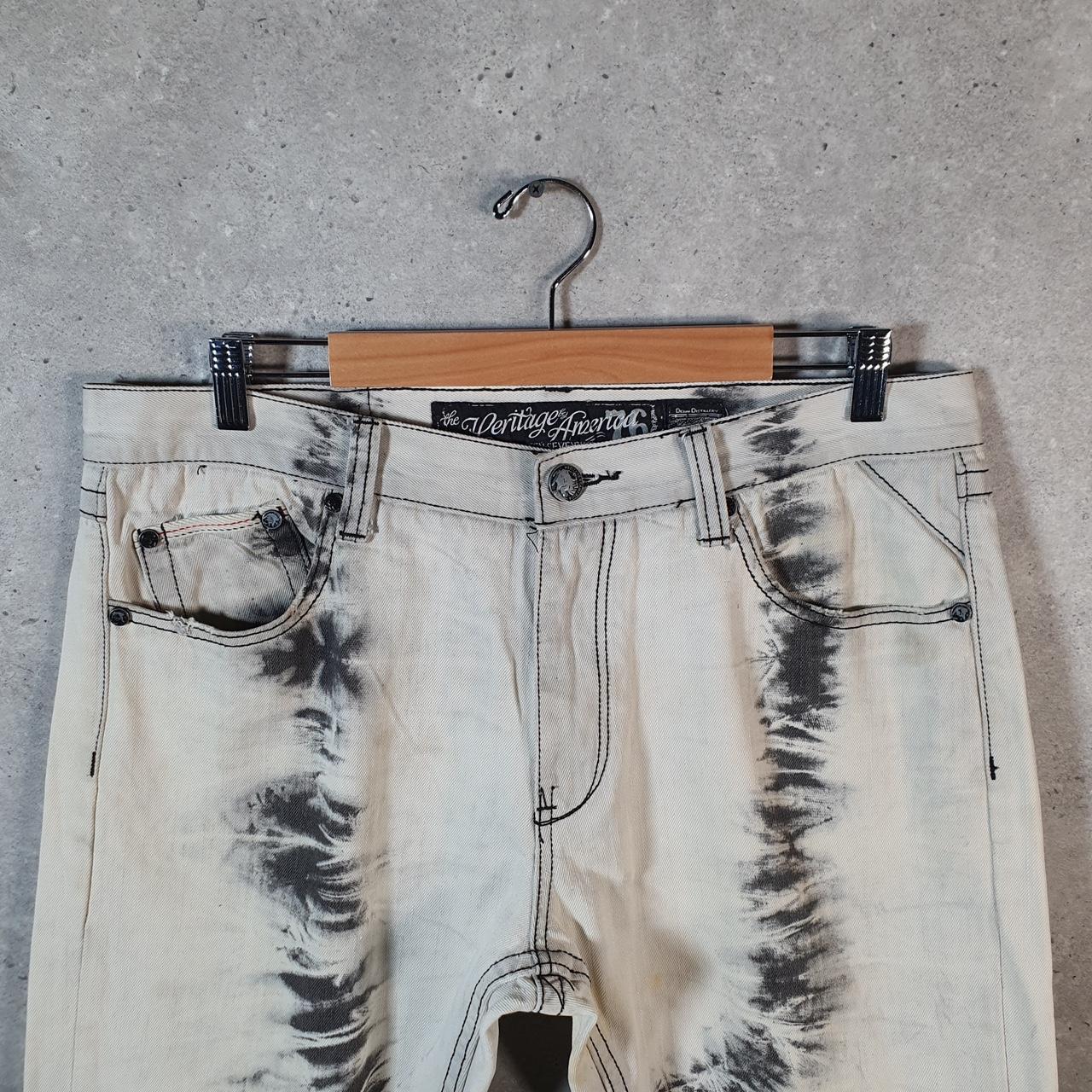 Vintage Heritage America Baggy Y2K Hip Hop Jeans Mens W36 Grey Embroidered Denim Big Fish Vintage