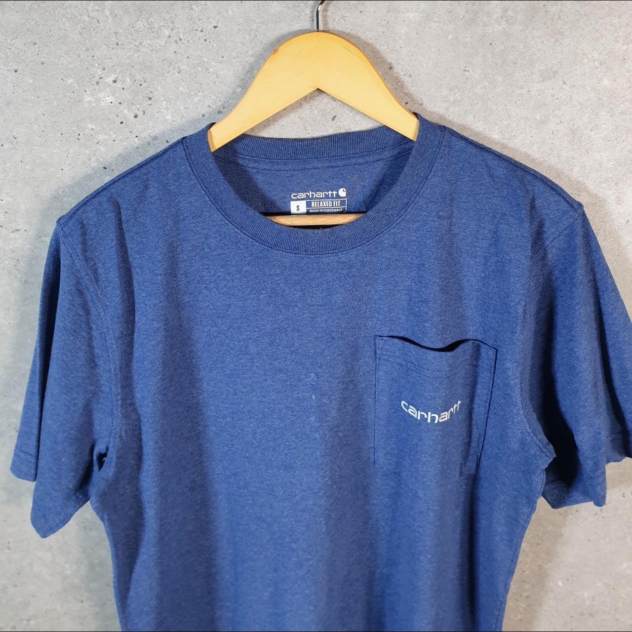 Vintage Carhartt Pocket T Shirt Men’s Small Blue Workwear Chore Utility Relaxed Fit C9340