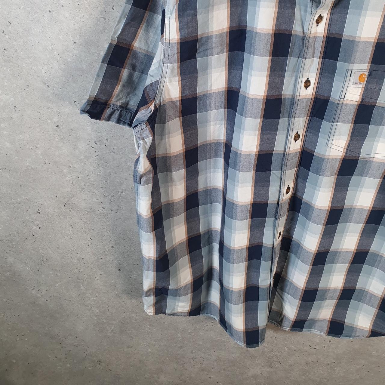 Vintage Carhartt Shirt Button Down Mens XL Blue Short Sleeve Utility Relaxed Fit