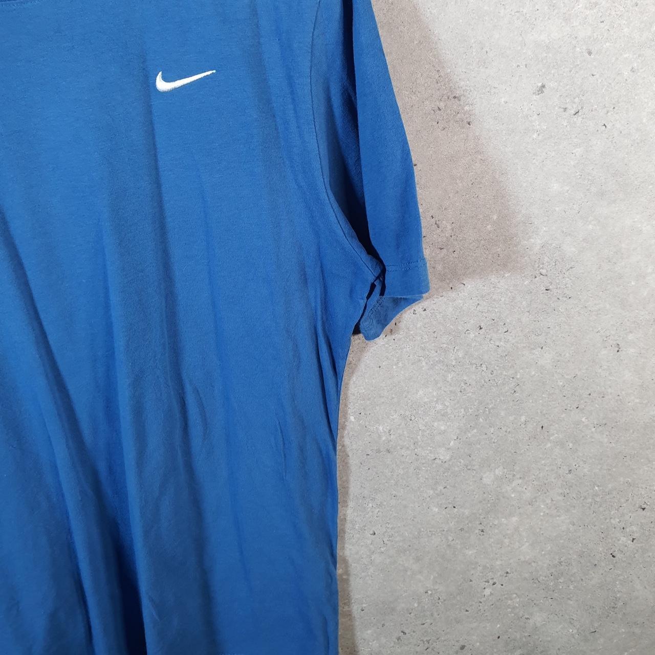 Vintage Nike T Shirt Men’s Large Blue Embroidered Single Swoosh Logo Athletic Big Fish Vintage