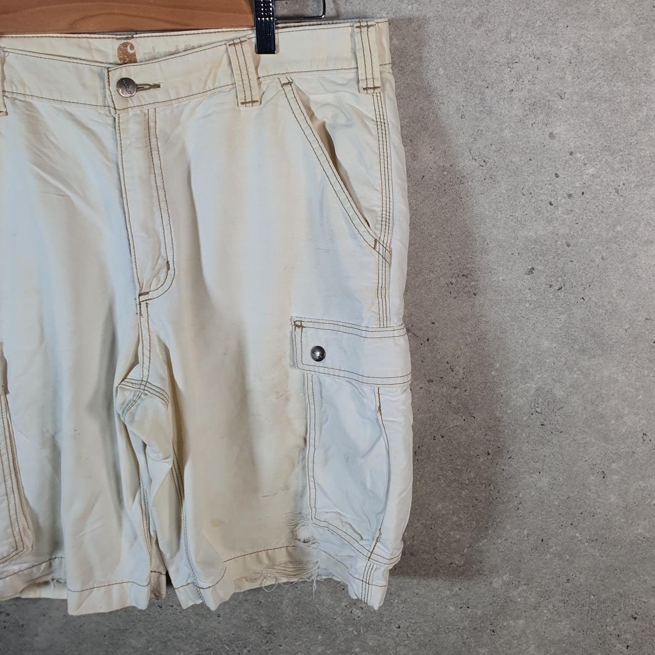 Vintage Carhartt Baggy Carpenter Shorts Jorts Cargo Men’s W36 Beige Relaxed Fit Workwear Big Fish Vintage