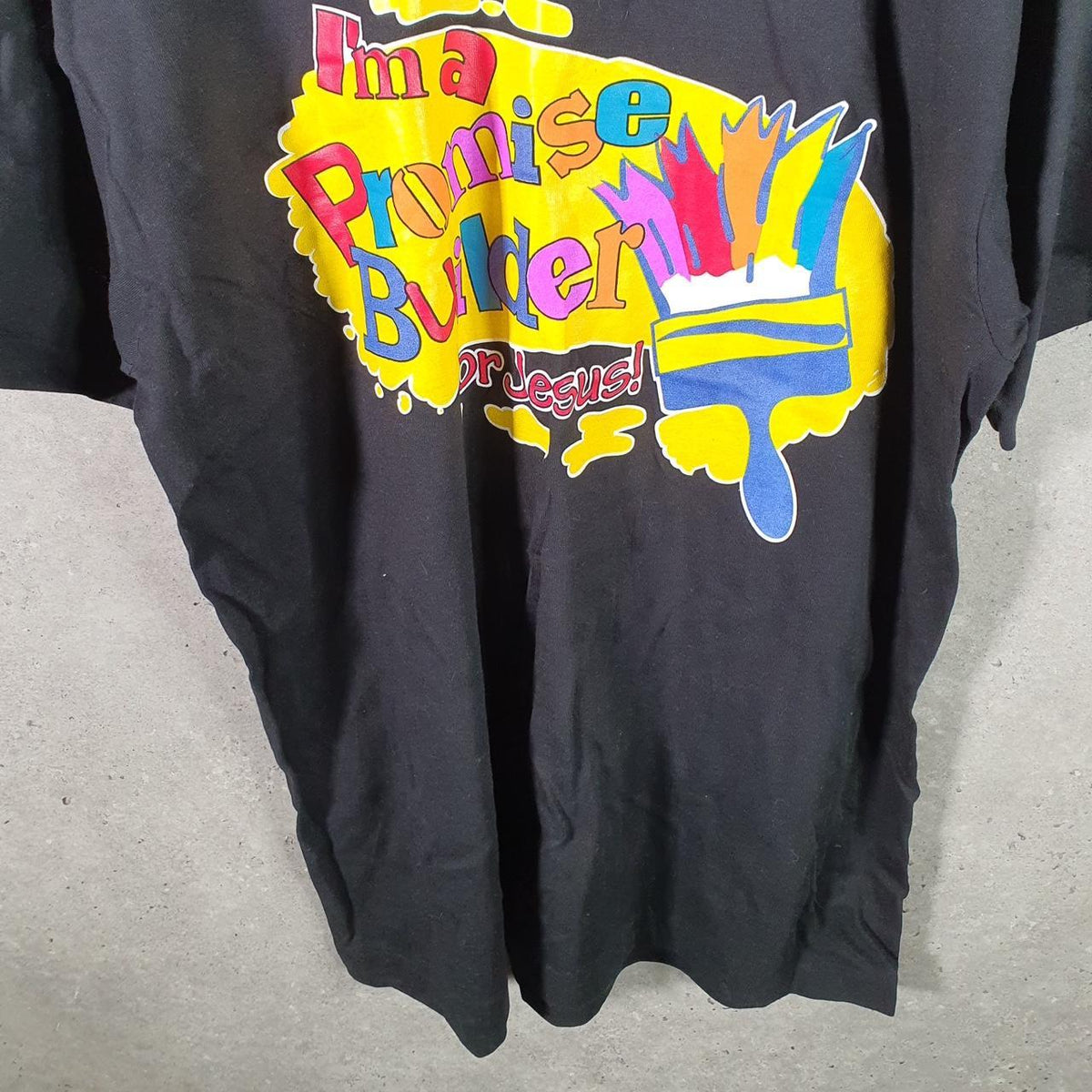 Vintage Fruit of the Loom Jesus Church Single Stitch T Shirt Men’s XL Black Big Fish Vintage