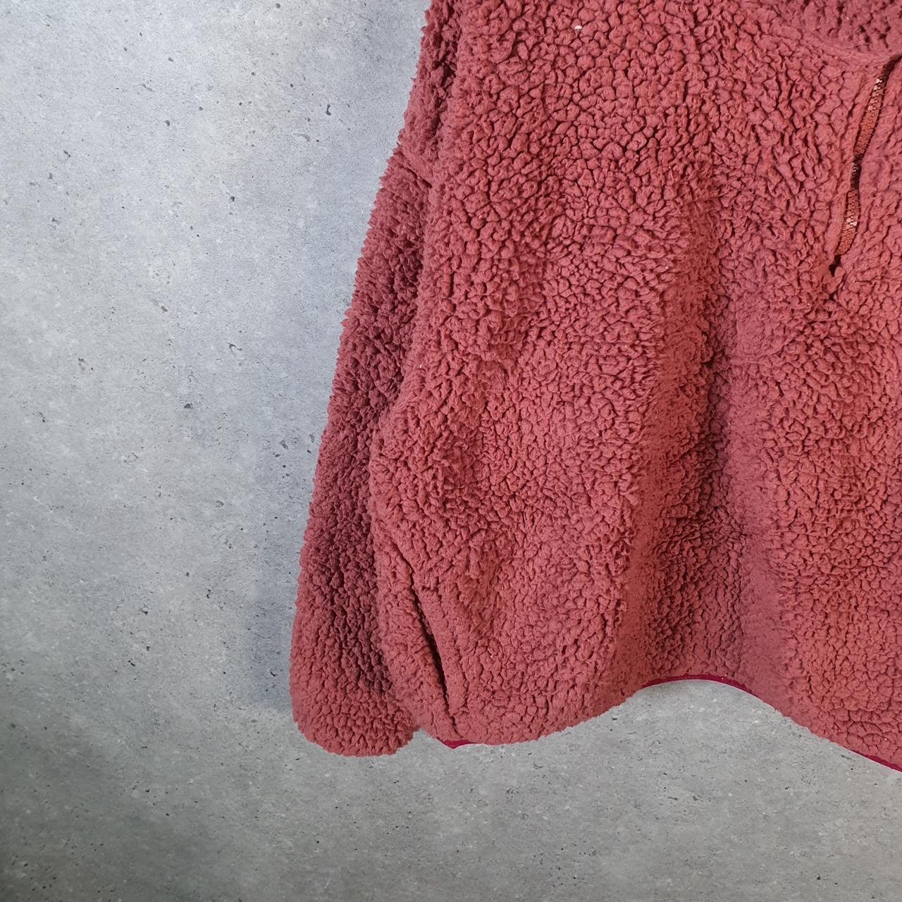 Vintage Champion 1/4 Zip Fleece Sweatshirt Womens Large Pink Teddy Pullover Logo