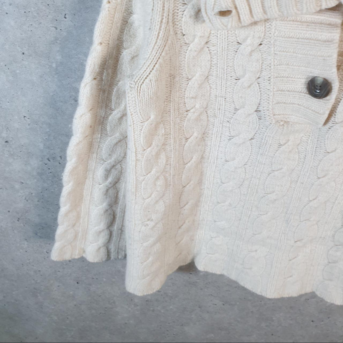 Vintage Eddie Bauer Cable Knit Sweater Womens Large Cream Y2K Pullover Button