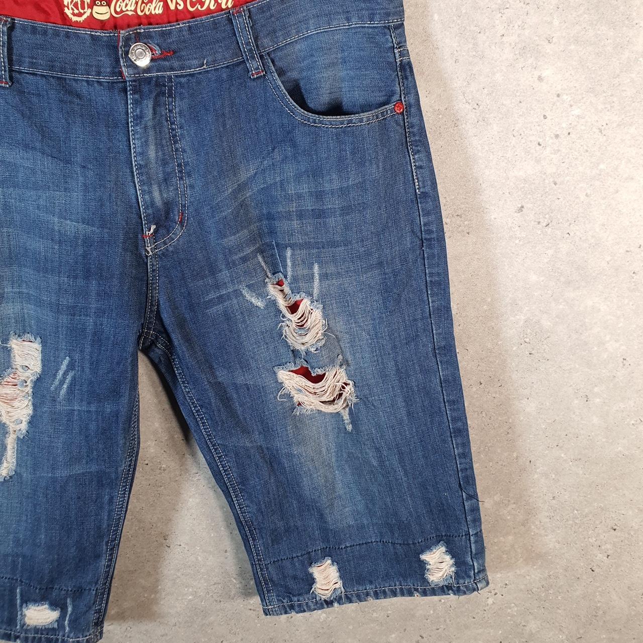 Vintage Coca Cola Baggy Y2K Hip Hop Jorts Shorts Mens W38 Blue Denim USA A4672