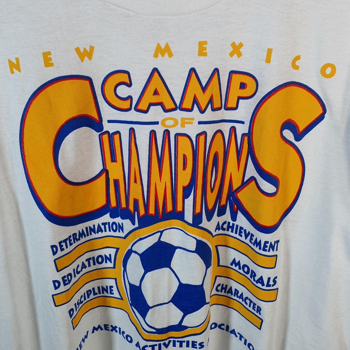 Vintage Fruit of the Loom Best USA New Mexico Soccer 90s Single Stitch T Shirt Mens XL White Big Fish Vintage