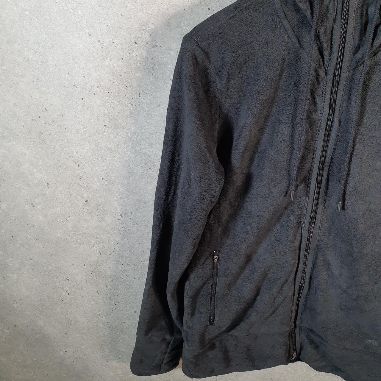 Vintage Adidas Climawarm Full Zip Fleece Hoodie Womens Large Black Spellout Logo Winter