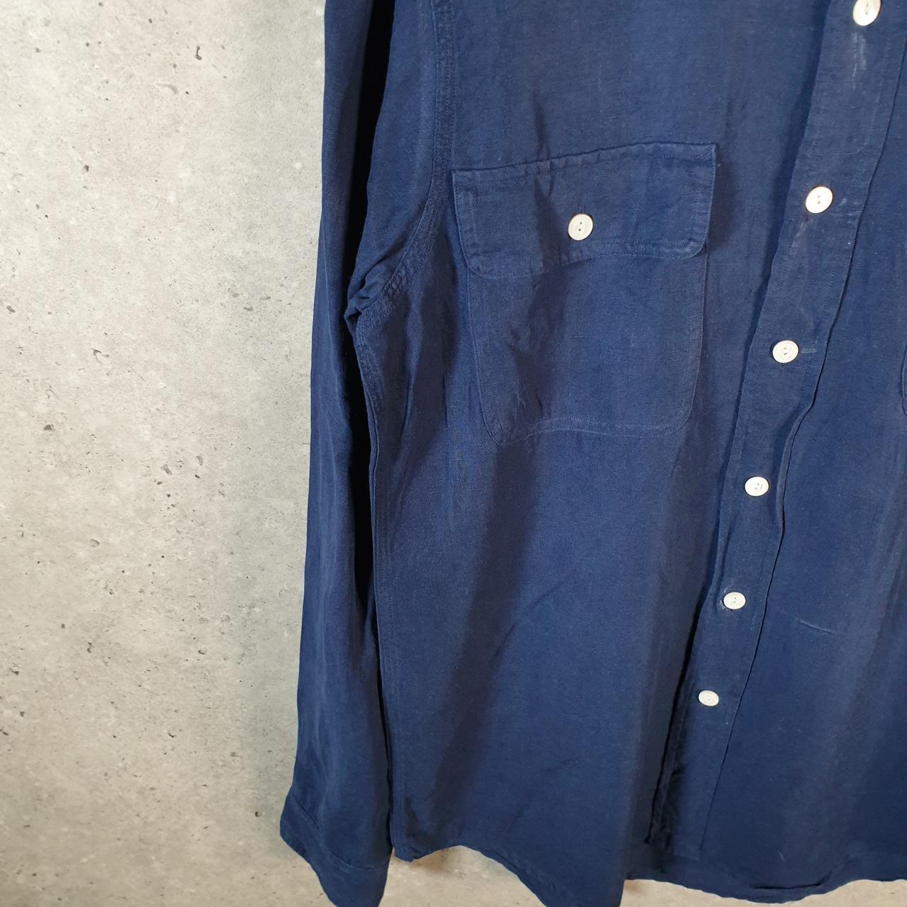 Vintage Ralph Lauren Button Down Shirt Men’s Small Navy Blue Custom Fit Cotton Pockets