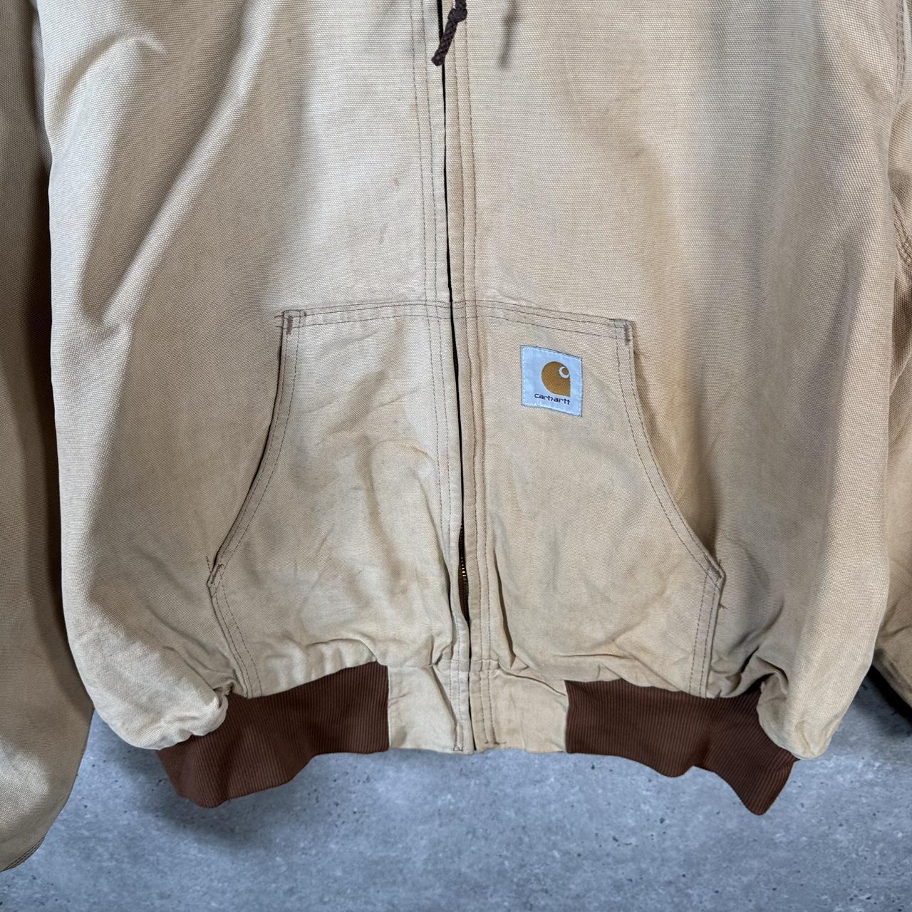 Vintage Carhartt Active Hooded Jacket Men’s XL Tan Brown Workwear Canvas USA