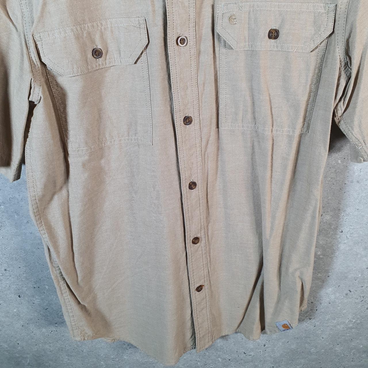 Vintage Carhartt Shirt Button Down Mens Medium Brown Short Sleeve Chore Utility Relaxed - Big Fish Vintage