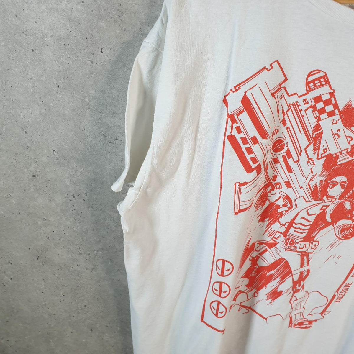 Vintage Marvel Deadpool T Shirt Shirt Men’s 2XL White Graphic Cartoon