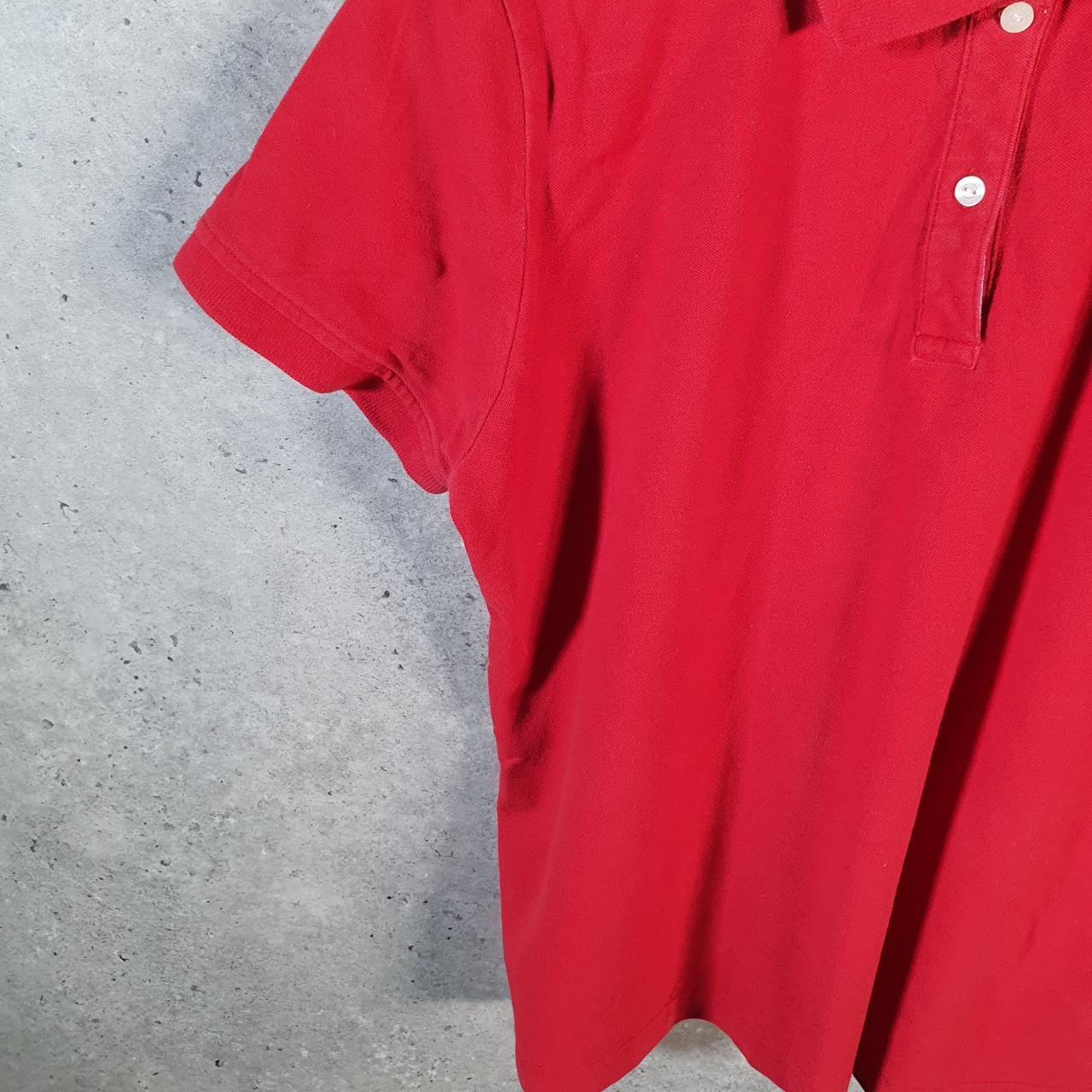 Vintage Tommy Hilfiger Polo Shirt Womens Large Red Custom Fit Embroidered Logo