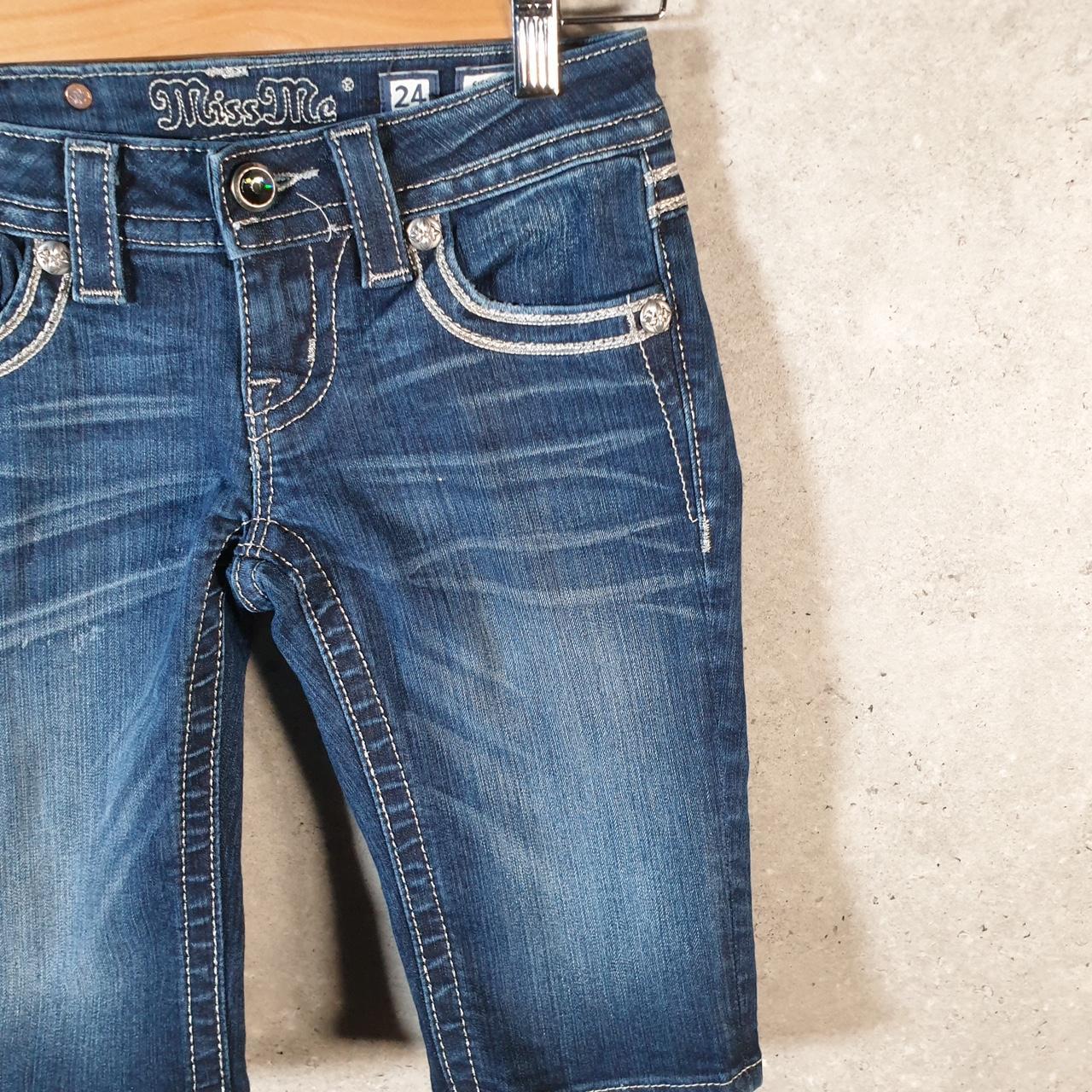 Vintage Miss Me Baggy Y2K Hip Hop Jeans Shorts Jorts Womens W24 Blue Denim Low Rise
