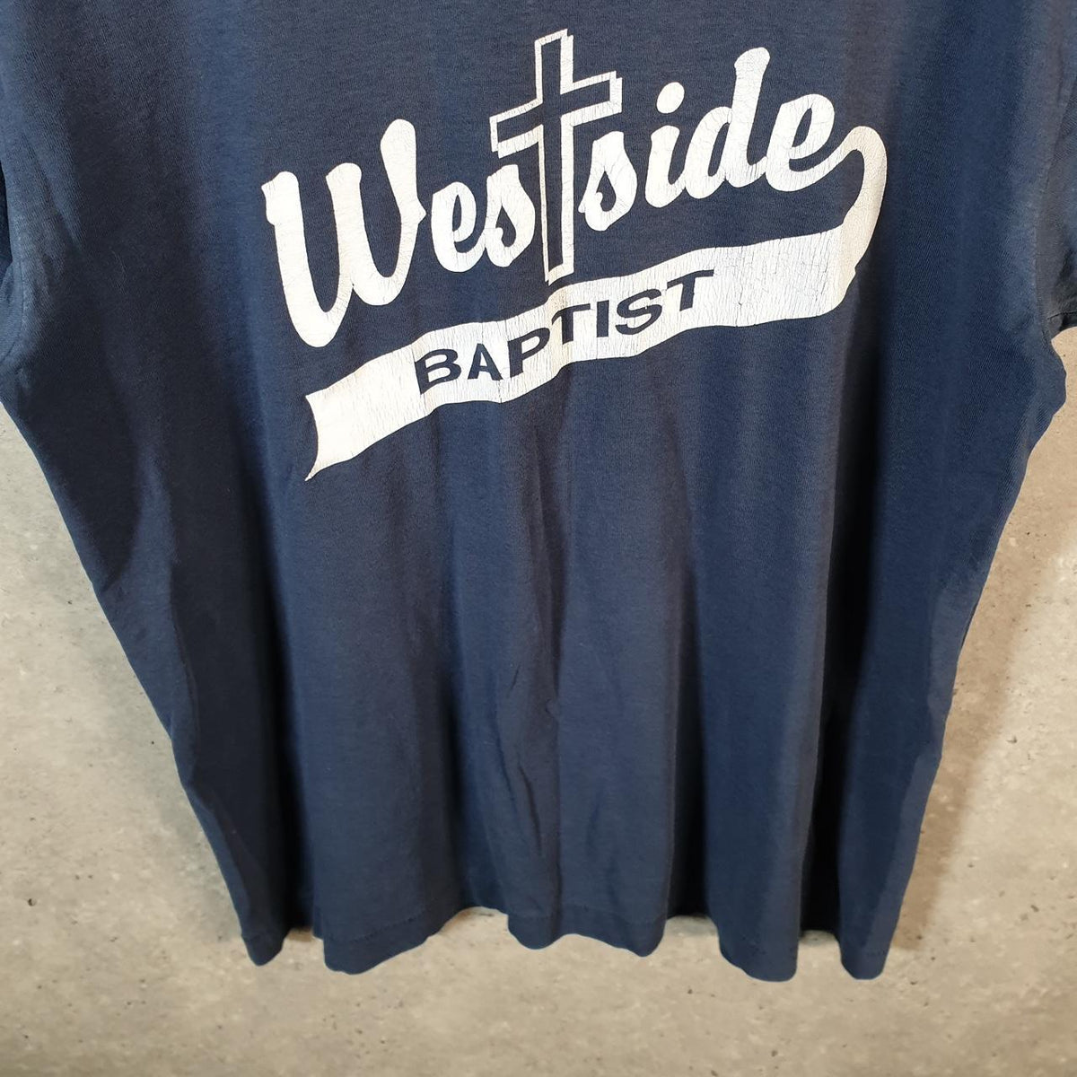 Vintage Fruit of the Loom Westside Baptist USA Single Stitch T Shirt Men’s Large Blue 3