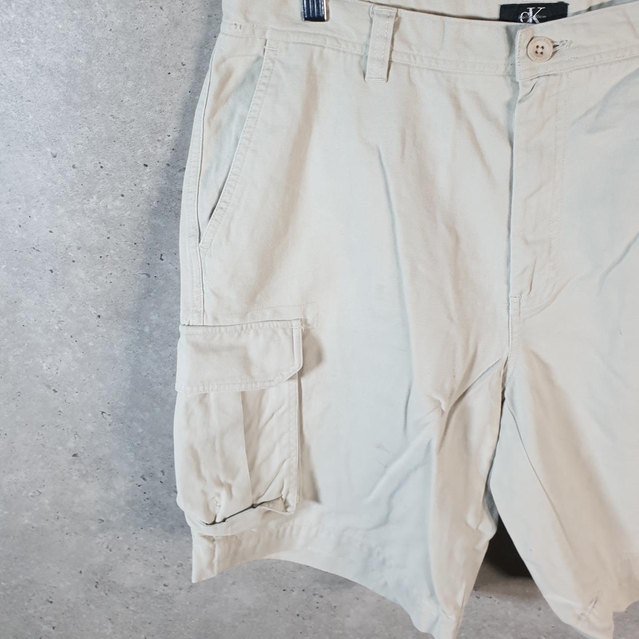 Vintage Calvin Klein Baggy Shorts Jorts Cargo Mens W36 Beige Relaxed Cotton