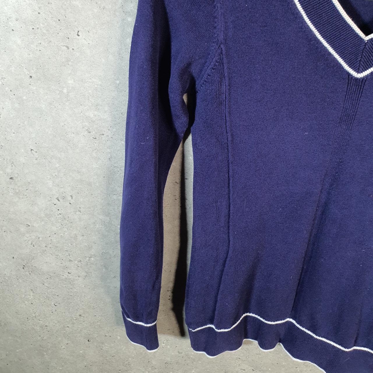 Vintage Nike Knit Club Sweatshirt Womens Small Navy Blue Swoosh Y2K Pullover Logo