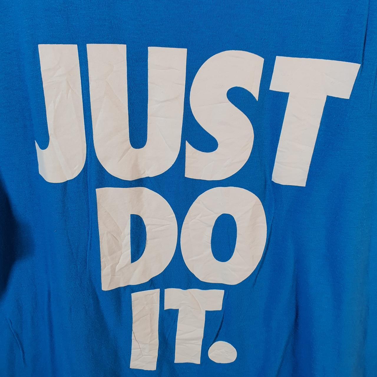 Vintage Nike Just Do It T Shirt Men’s Large Blue Printed Single Swoosh Logo Athletic Big Fish Vintage
