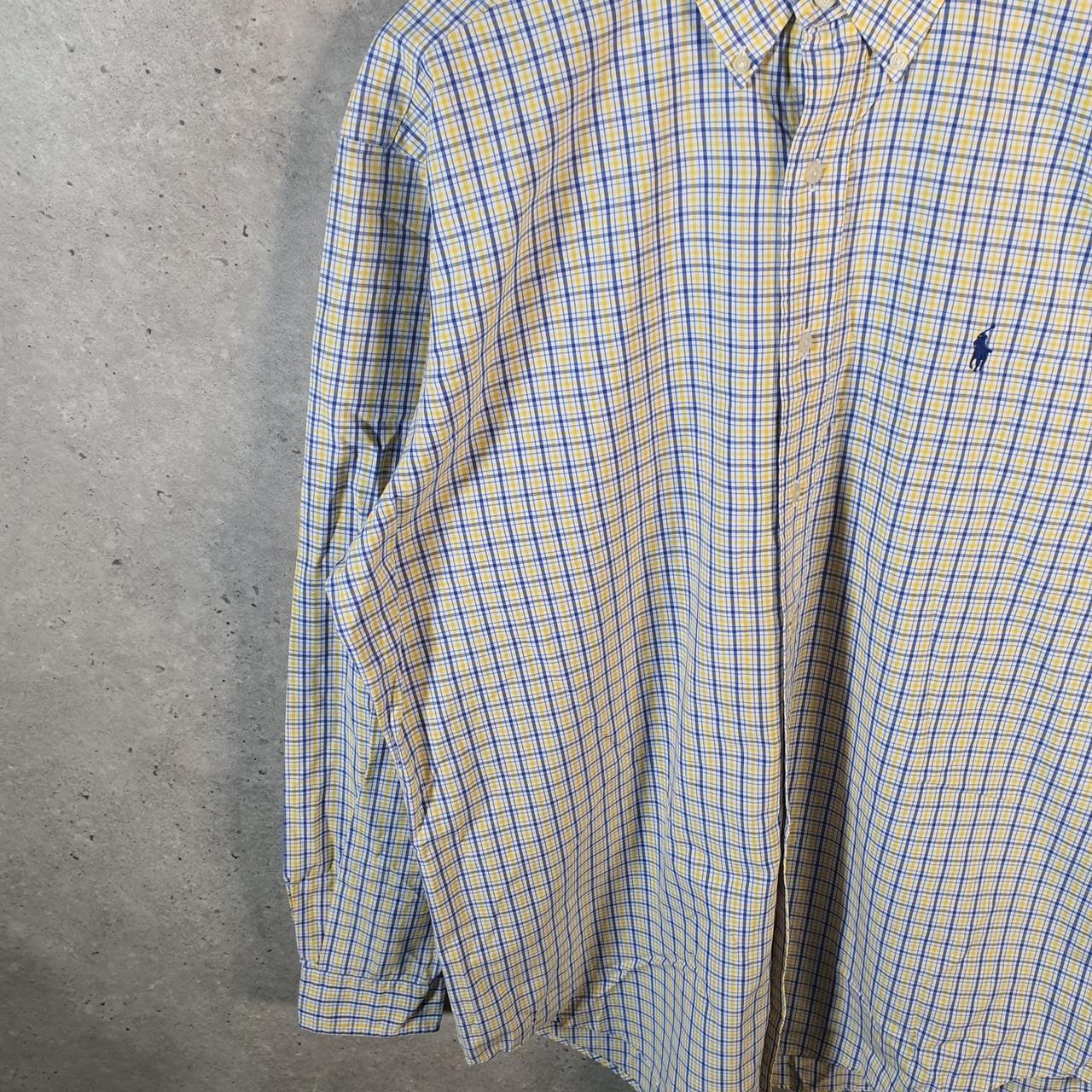 Vintage Ralph Lauren Button Down Shirt Men’s XL Yellow Classic Fit Checkered Cotton Pony