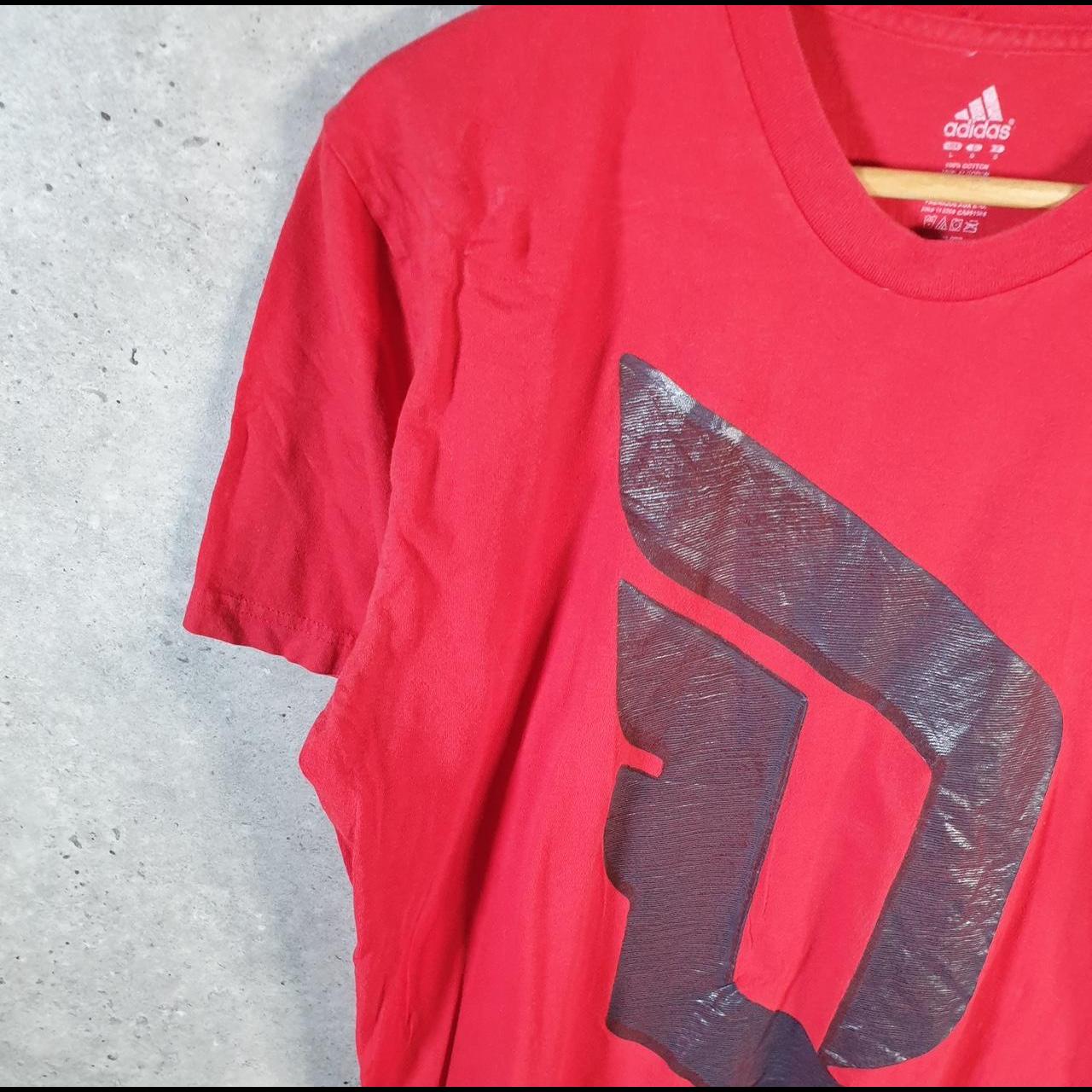 Vintage Adidas Retro Derrick Rose T Shirt Mens Large Red Three Stripes Logo Athletic