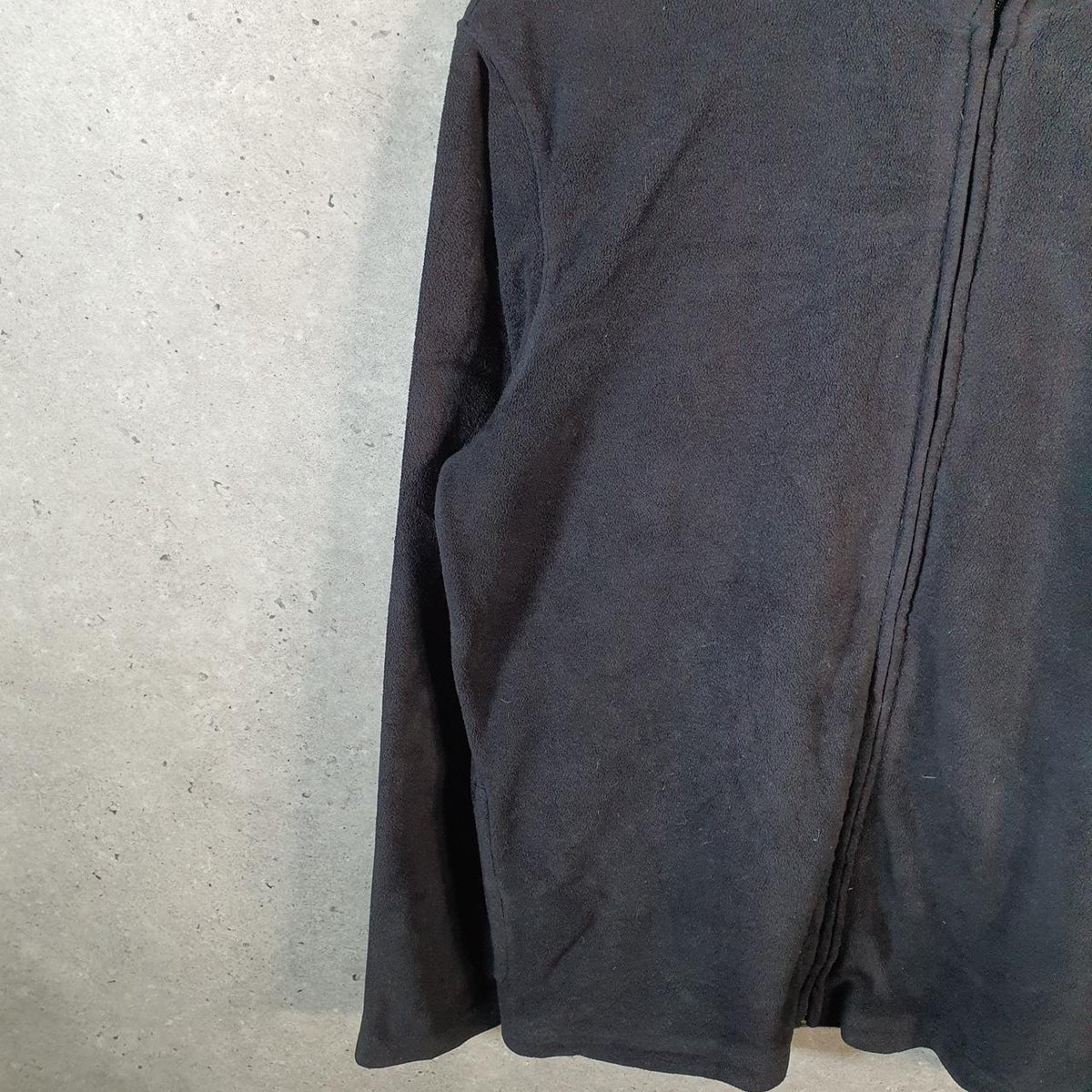 Reebok Full Zip Fleece Sweatshirt Mens Medium Black Embroidered Logo