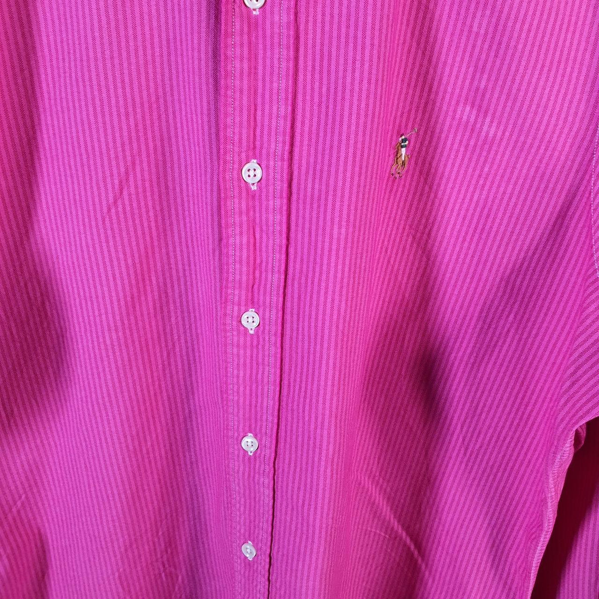 Vintage Ralph Lauren Button Down Shirt Men’s Large Pink Classic Cotton Pony Casual Big Fish Vintage
