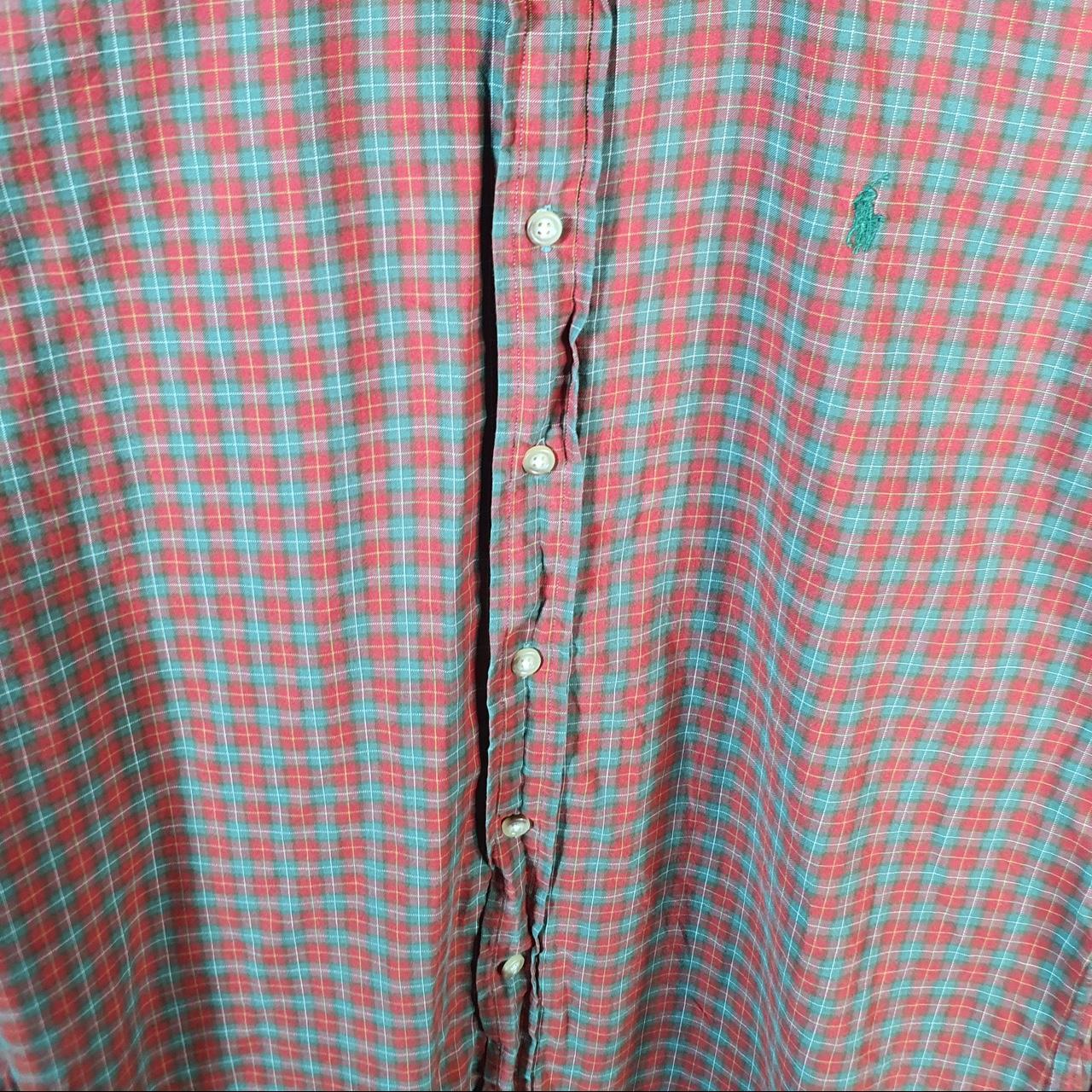 Vintage Ralph Lauren Button Down Shirt Men’s Medium Red Checkered Classic Pony Casual C8454