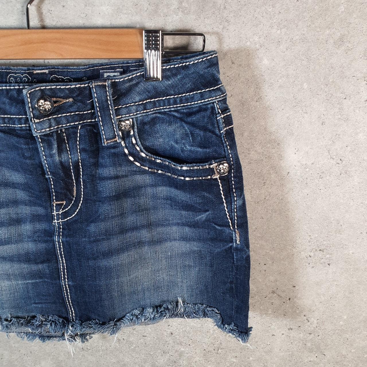 Vintage Miss Me Baggy Y2K Hip Hop Jeans Shorts Jorts Womens W27 Blue Denim Low Rise