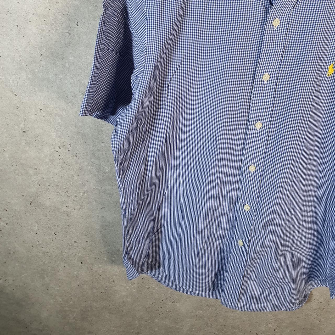 Vintage Ralph Lauren Button Down Shirt Men’s Medium Blue Short Sleeve Pony Cotton