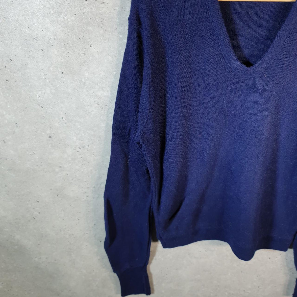 Vintage Izod Lacoste Knit Sweater Mens Large Slim Fit Navy Blue Y2K Jumper Logo