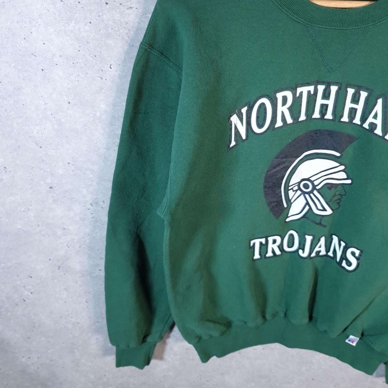 Vintage Russell Athletic North Hall Trojans USA Sweatshirt Men’s Medium Green Pullover
