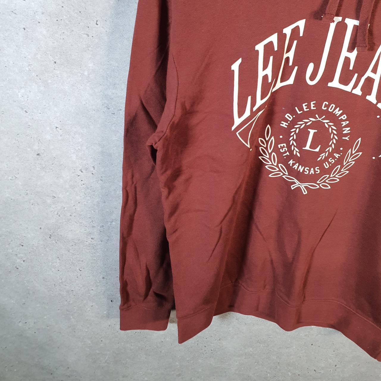 Vintage Lee Jeans Hoodie Men’s Small Burgundy Pullover