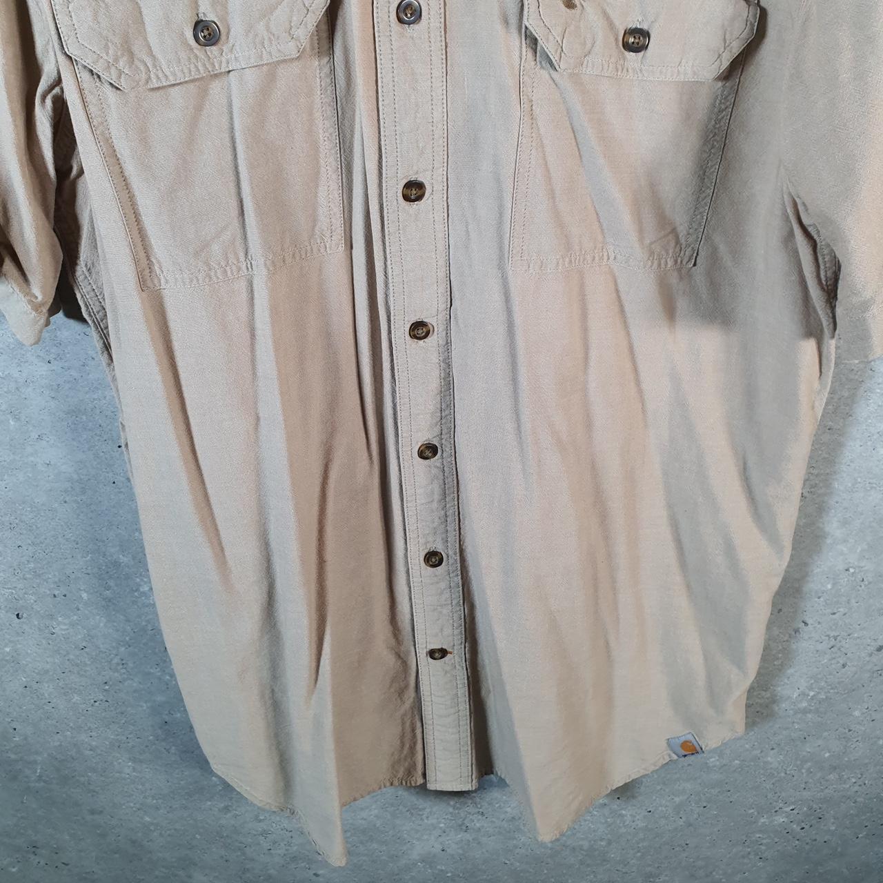 Vintage Carhartt Shirt Button Down Mens XL Brown Short Sleeve Chore Utility Relaxed - Big Fish Vintage